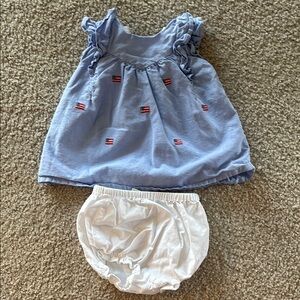Janie and Jack Blue and White Matching Set with Diaper Cover